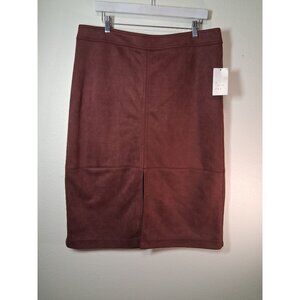 NWT A New Day Faux Suede Skirt Maxi Business Casual Brown Women's Size Large